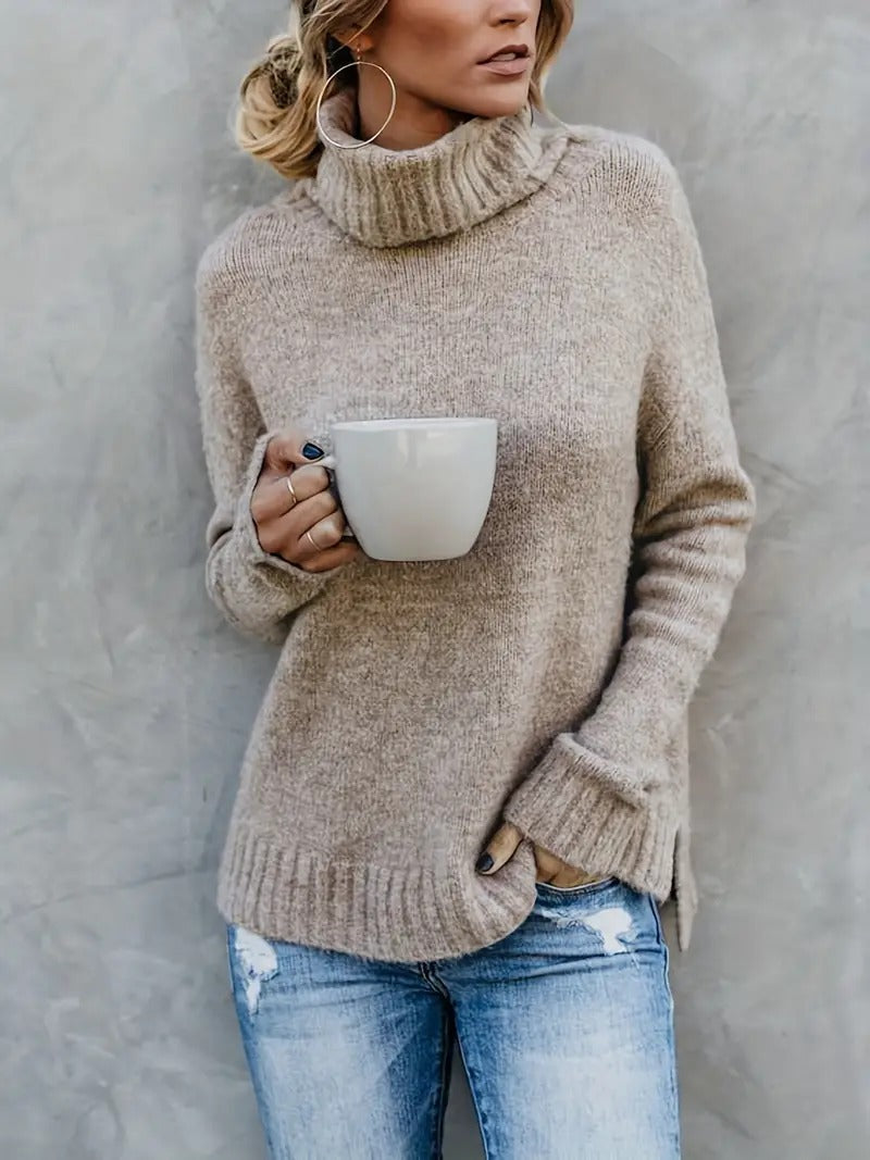 Emma - Slit Sleeve Turtleneck Sweater